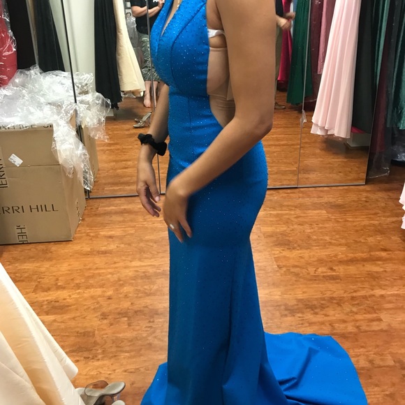 Peacock blue prom dress - Picture 3 of 4